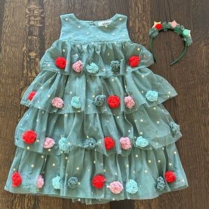 Boden 6/7 Christmas Dress and matching headband